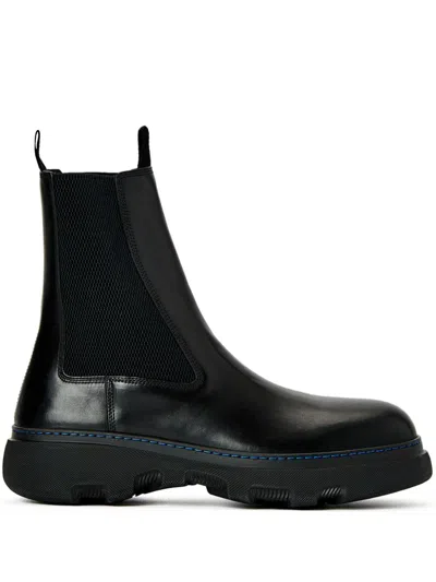 Burberry Creeper Leather Chelsea Boot In Black