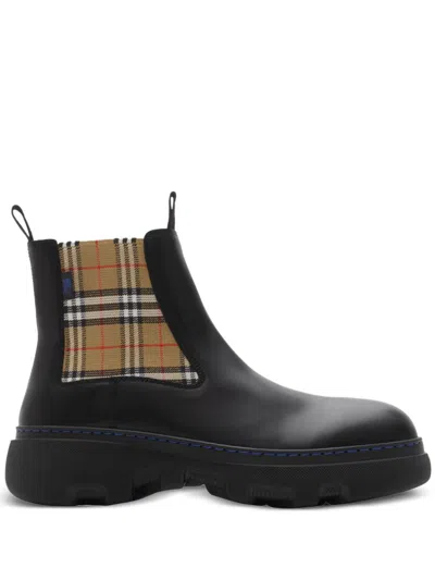 Burberry Chelsea Creeper Leather Boots In Black