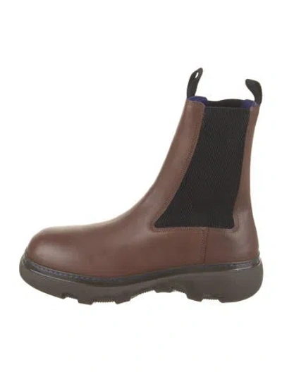 Pre-owned Burberry Leather Chelsea Boots In Brown