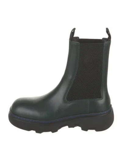 Pre-owned Burberry Leather Chelsea Boots In Green
