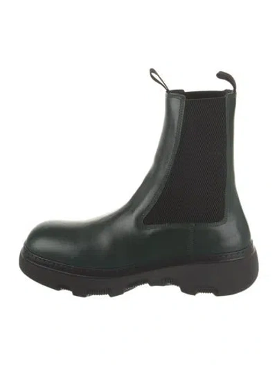 Pre-owned Burberry Leather Chelsea Boots In Green