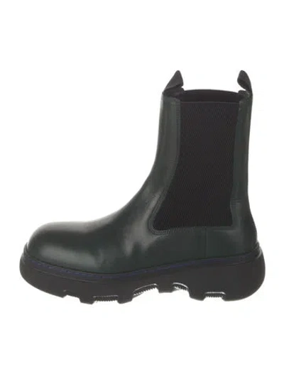 Pre-owned Burberry Leather Chelsea Boots In Green