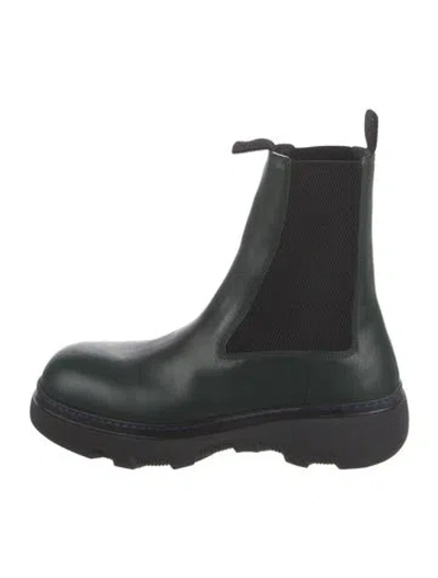 Pre-owned Burberry Leather Chelsea Boots In Green