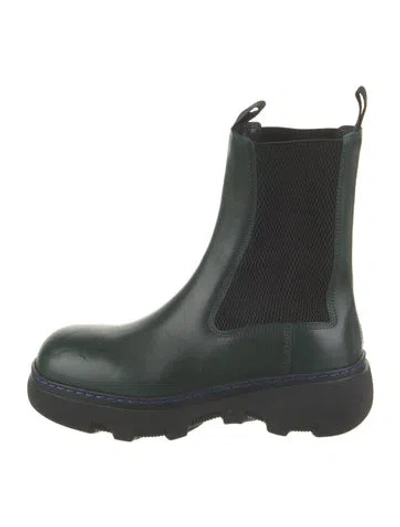 Pre-owned Burberry Leather Chelsea Boots In Green