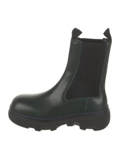 Pre-owned Burberry Leather Chelsea Boots In Green