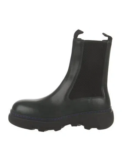 Pre-owned Burberry Leather Chelsea Boots In Green