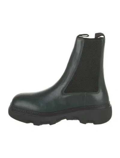 Pre-owned Burberry Leather Chelsea Boots In Green