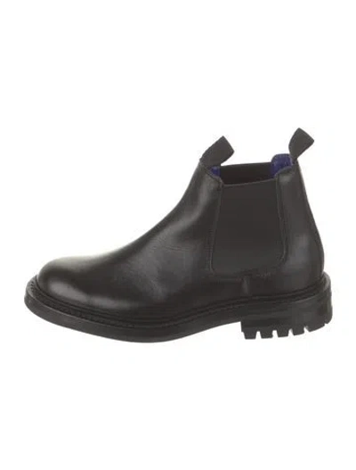 Pre-owned Burberry Leather Chelsea Boots W/ Tags In Black