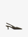 Burberry Leather Chisel Slingback Pumps In Loch