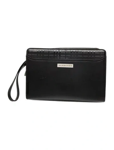 Pre-owned Burberry Leather Clutch In Black