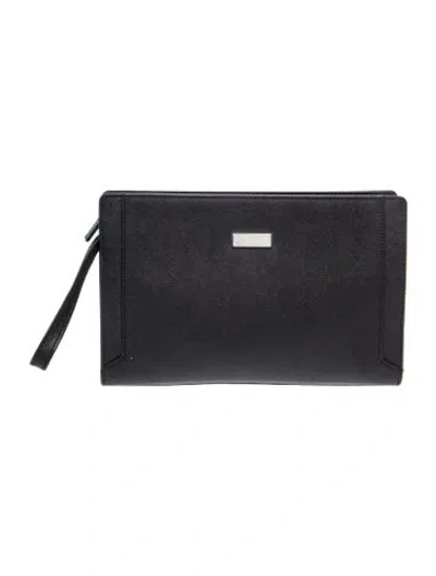 Pre-owned Burberry Leather Clutch In Black