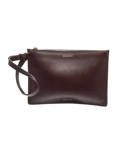 Pre-owned Burberry Leather Clutch In Burgundy