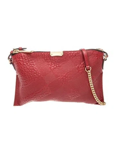 Pre-owned Burberry Leather Clutch In Red