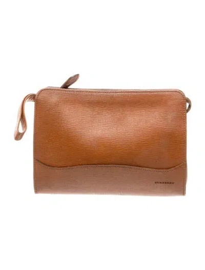 Pre-owned Burberry Leather Clutch Vintage In Brown