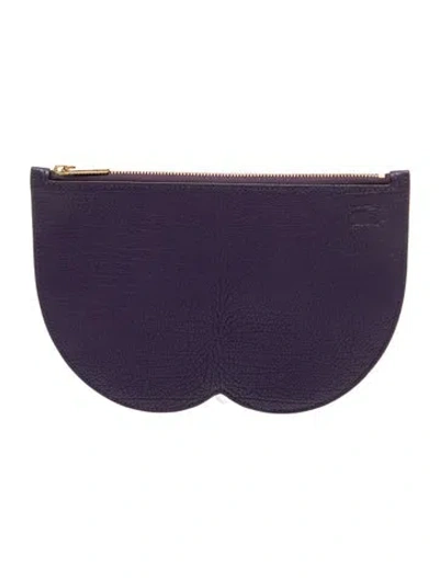 Pre-owned Burberry Leather Clutch W/ Tags In Purple