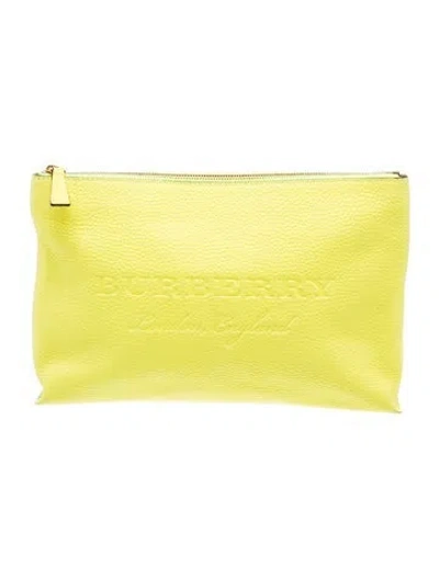 Pre-owned Burberry Leather Clutch In Yellow