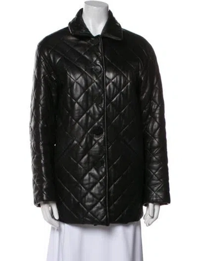 Pre-owned Burberry Leather Coat In Black