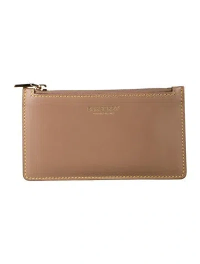 Pre-owned Burberry Leather Colorblock Pattern Card Holder In Neutrals