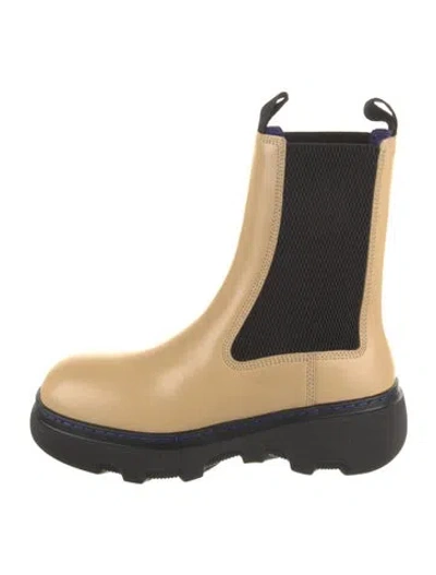 Pre-owned Burberry Leather Colorblock Pattern Chelsea Boots In Neutral