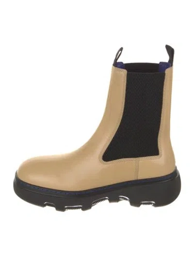 Pre-owned Burberry Leather Colorblock Pattern Chelsea Boots In Neutral