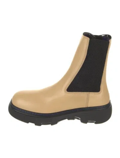 Pre-owned Burberry Leather Colorblock Pattern Chelsea Boots In Neutral