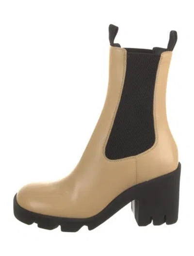 Pre-owned Burberry Leather Colorblock Pattern Chelsea Boots In Neutral