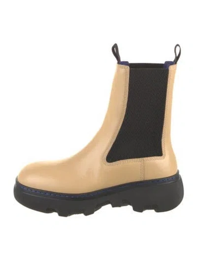 Pre-owned Burberry Leather Colorblock Pattern Chelsea Boots In Neutral