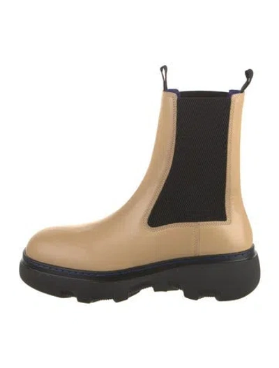 Pre-owned Burberry Leather Colorblock Pattern Chelsea Boots In Neutral