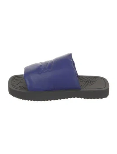 Pre-owned Burberry Leather Colorblock Pattern Slides In Blue