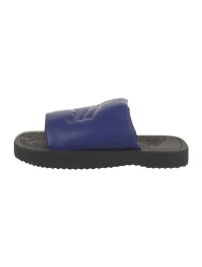Pre-owned Burberry Leather Colorblock Pattern Slides In Blue