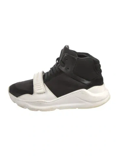 Pre-owned Burberry Leather Colorblock Pattern Sneakers In Black