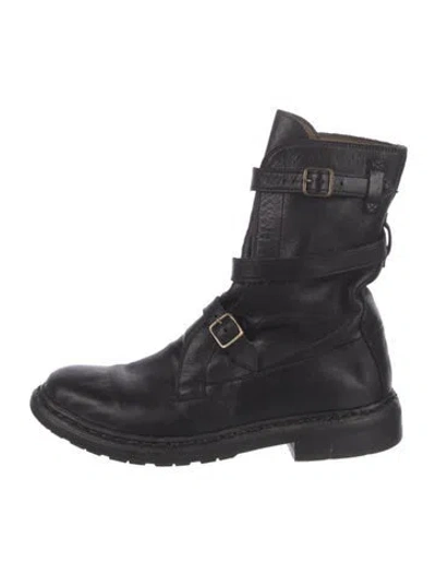 Pre-owned Burberry Leather Combat Boots In Black