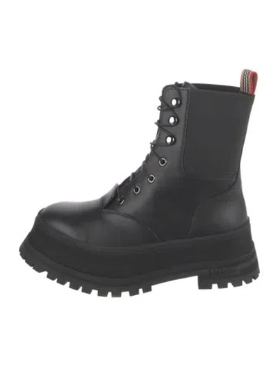 Pre-owned Burberry Leather Combat Boots In Black