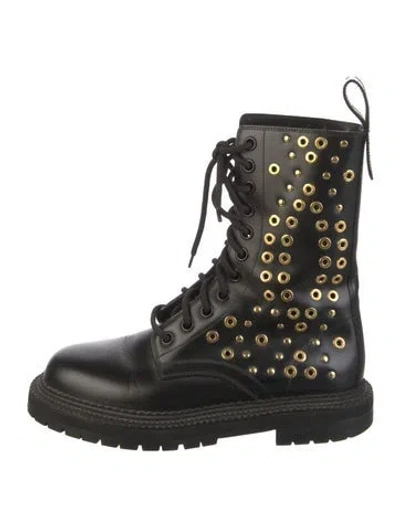Pre-owned Burberry Leather Combat Boots In Multi