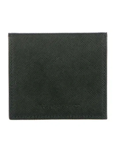 Pre-owned Burberry Leather Compact Wallet In Green