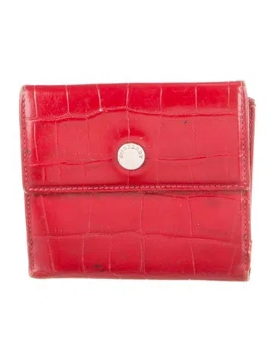 Pre-owned Burberry Leather Compact Wallet In Red