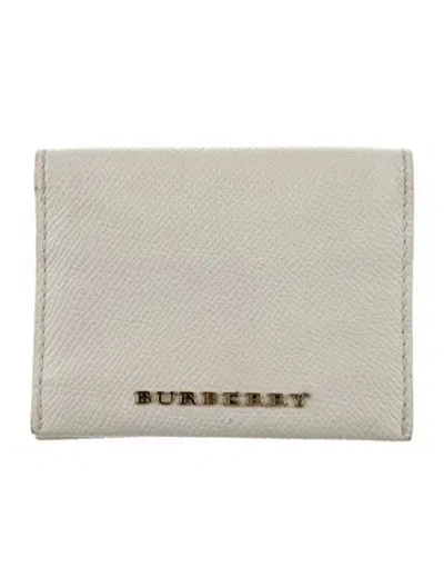 Pre-owned Burberry Leather Compact Wallet In White