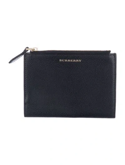 Pre-owned Burberry Leather Continental Wallet In Black