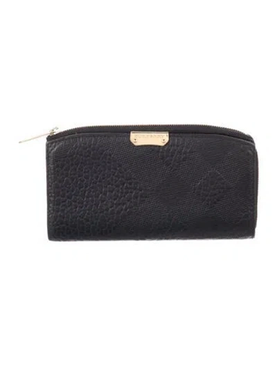 Pre-owned Burberry Leather Continental Wallet In Black