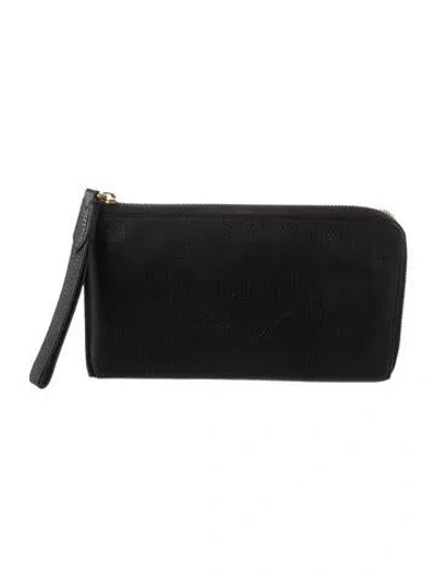 Pre-owned Burberry Leather Continental Wallet In Black