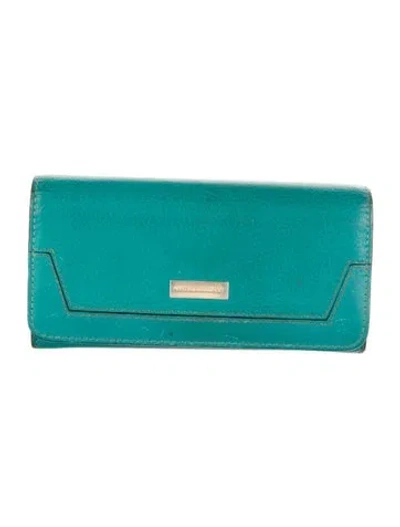 Pre-owned Burberry Leather Continental Wallet In Blue