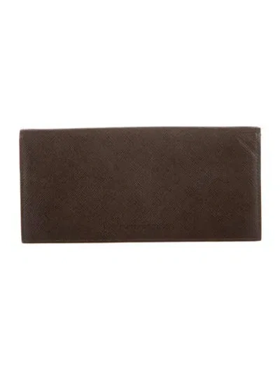 Pre-owned Burberry Leather Continental Wallet In Brown