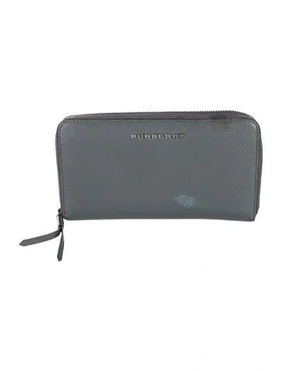 Pre-owned Burberry Leather Continental Wallet In Grey