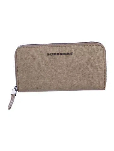 Pre-owned Burberry Leather Continental Wallet In Neutral