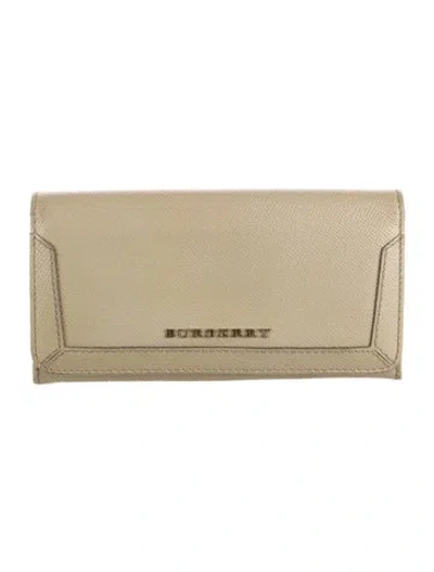 Pre-owned Burberry Leather Continental Wallet In Neutrals