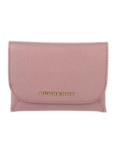 Pre-owned Burberry Leather Continental Wallet In Pink