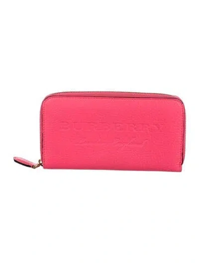 Pre-owned Burberry Leather Continental Wallet In Pink