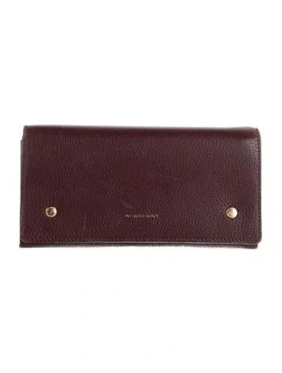 Pre-owned Burberry Leather Continental Wallet In Purple