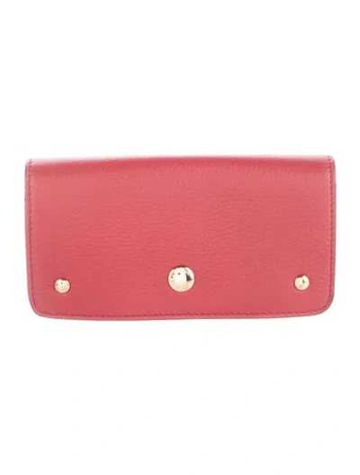 Pre-owned Burberry Leather Continental Wallet In Red