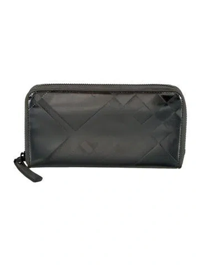 Pre-owned Burberry Leather Continental Wallet In Silver